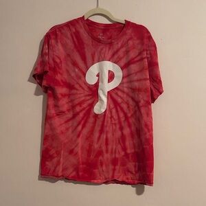 Phillies Red Tie-Dye T-Shirt with White Logo